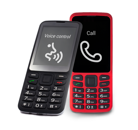 Ozvučený tlačítkový telefon BlindShell Classic je k dispozici v černé a červené barvě.